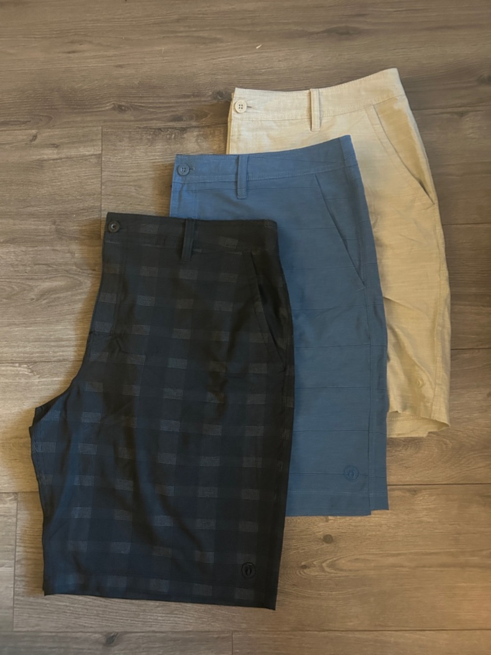 BUNDLE: Hang Ten Men's Shorts Trio - Black, Blue, Tan
